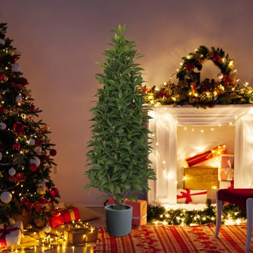 Product: Gonuien Artificial Topiary Tree 3.2FT(39") Outdoor Evergreens in Outdoor Artificial Shrub Potted Plant Plant for Indoor Porch of Home and Office 2 Pieces a Set Topiary Trees Faux Boxwood