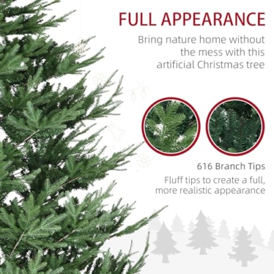 Silky Flower Store HOMCOM Artificial Christmas Tree, 9 Foot Pine Hinged Tree, 1939 Branches, Steel Base, Auto Open, Green 9ft 12 12 Product: HOMCOM 9 Foot Artificial Christmas Tree, Pine Hinged Xmas Tree with 1939 Realistic Branches, Steel Base, Auto Open, Green