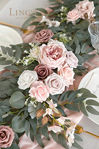 Product: Ling's Moment Flower Garland - 6FT Eucalyptus & Rose - Pink Sweetheart Table Decor for Wedding Reception, Artificial Floral Garland for Mantle, Thanksgiving, Christmas Decoration, Dusty Rose