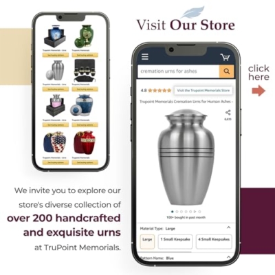 Product: Trupoint Memorials Cremation Urns for Human Ashes, Pewter Decorative Burial Urn for Adult Men & Women, Large Silver