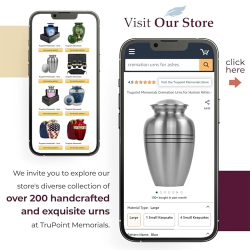 Product: Trupoint Memorials Cremation Urns for Human Ashes, Pewter Decorative Burial Urn for Adult Men & Women, Large Silver