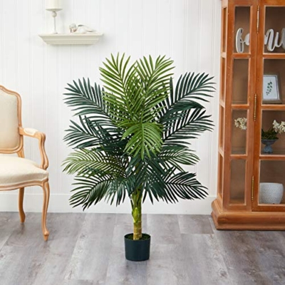 Product: Nearly Natural 4' Spiked Agave Plant, Green 5357 4ft. Golden Cane Palm Tree,Green
