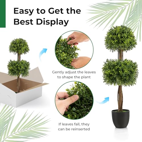 Silky Flower Store Artificial Boxwood Topiary Ball Tree, Faux Potted Plant, UV Resistant, 40 Inch 4 4 Product: Goplus 40” Artificial Boxwood Topiary Ball Tree, Faux Potted Plants with Cement-Filled Plastic Pot, UV Resistant, Fake Evergreen Artificial Topiary for Indoor Outdoor Home Front Porch Decor