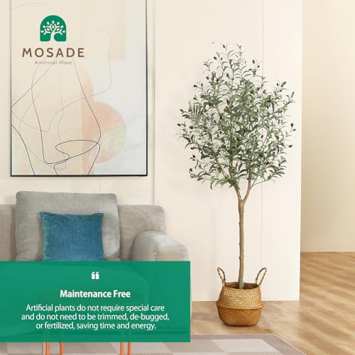 Product: Artificial Olive Tree 6FT – Tall Faux Tree with Realistic Silk Leaves, Handmade Seagrass Basket, Low-Maintenance Large Fake Plants for Modern Office, Floor & Home Decor, Living Room, Indoor Plants
