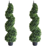 Product: momoplant Outdoor Artificial Topiary Boxwood Spiral Trees, 3.6ft Fake Topiary Tree (2 Pieces) Faux Shrubs Topiaries Tree Outdoor Feaux Plant for Decorative Indoor/Outdoor/Garden (43inch)