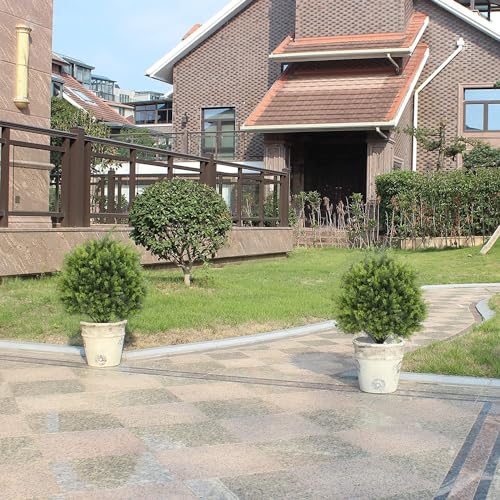 Product: 2ft Artificial Topiary Ball Trees Set of 2 - Faux Cedar Sphere Plants for Outdoor Decor