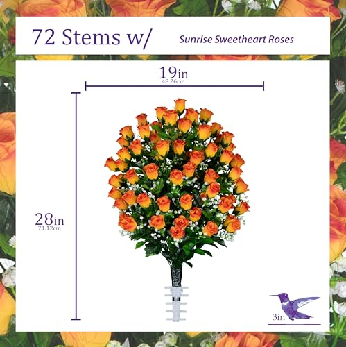 Silky Flower Store Artificial Cemetery Flowers, Sympathy Silks Gravesite Flowers, Sunrise Sweetheart Roses, UV Resistant, 20cm 5 5 Product: Sympathy Silks Artificial Cemetery Flowers - Gravesite Flowers - Sunrise Sweetheart Roses