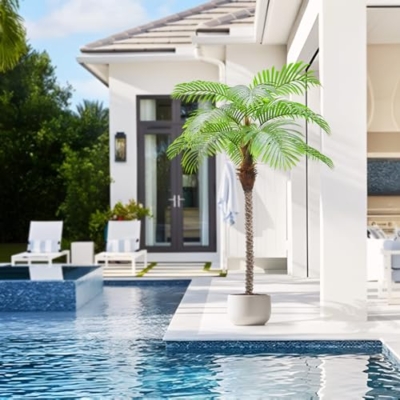Product: AnTing Artificial Palm Trees 6.5ft Tall Fake Tree for Outside, 78in 15Leaves Large Palm Trees for Patio Pool Home Office Decor【Increased UV Protection】（2 Pack）