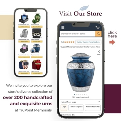 Product: Trupoint Memorials Cremation Urns for Human Ashes, Decorative Burial Urn for Adult Men and Women, Large Dark Blue with Silver Lining
