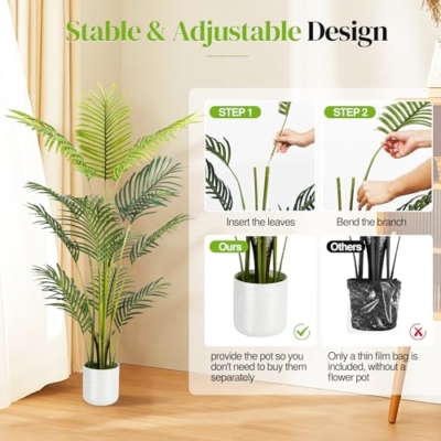 Product: Artificial Palm Tree 4FT, Suntee Fake Tree with White Tall Planter 2 Pack, Faux Tropical Areca Floor Plant in Pot, Artificial Silk Plant for Home Office Living Room Decor Indoor