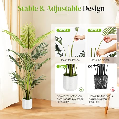 Product: Artificial Palm Tree 4FT, Suntee Fake Tree with White Tall Planter 2 Pack, Faux Tropical Areca Floor Plant in Pot, Artificial Silk Plant for Home Office Living Room Decor Indoor