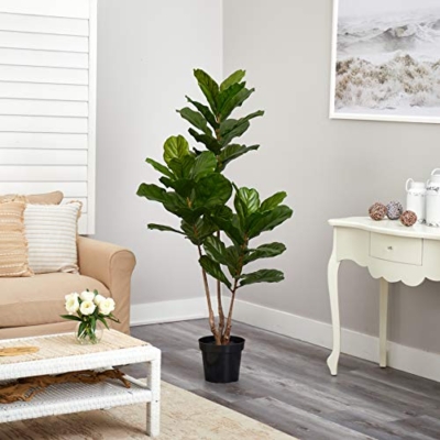 Product: Nearly Natural 65IN Tall Artificial Fiddle Leaf Fig Tree Indoor/Outdoor Home Décor, Fake Tree with Black Nursery Planter, Faux Fiddle Leaf Fig Tree for Patio or Porch, UV Resistant