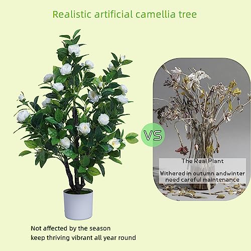 Product: ECOFOREST Artificial Camellia Tree 35in Faux Floral Plant with Red Flowers and Green Leaves - No Maintenance Indoor Outdoor Office Home Porch Decor Housewarming Gift(1 Pack - RED)