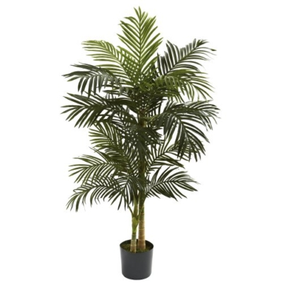 Product: Nearly Natural 6ft Fiddle Leaf Fig Artificial Tree and 5ft. Golden Cane Palm Artificial Tree | Green