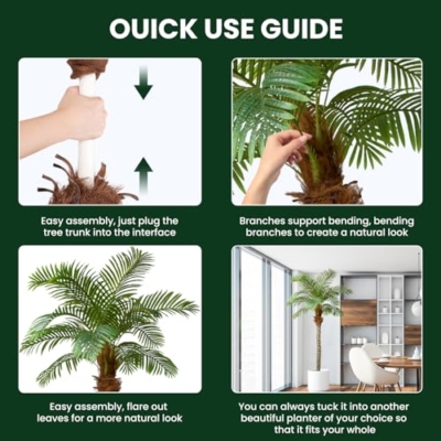 Product: AnTing Artificial Palm Tree 7.5ft Tall Trees Plants 15 Leaves 90in Outdoor Palm Trees for Outside Patio Trees for Decor (Set of 2)