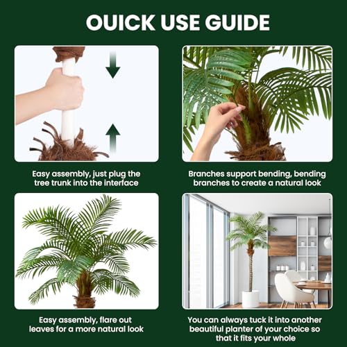 Product: AnTing Artificial Palm Tree 7.5ft Tall Trees Plants 15 Leaves 90in Outdoor Palm Trees for Outside Patio Trees for Decor (Set of 2)