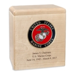 Product: Maple Wood Military Cremation Urn for The Marine Corps Veteran with Custom Inscription - Personalized Wooden Funeral Urns Made in The USA (More Options Available)