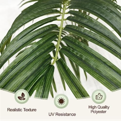 Product: Keeplush 5ft Artificial Palm Tree Indoor Plant Tall Fake Tropical Paradise Palm Tree in Pot with Real Bark Design Faux Areca Palm Tree for Home Office Living Room Bedroom Farmhouse Modern Decor 2pcs