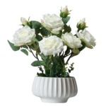 Product: Roses Ceramic Set of Artificial Flowers, Simulation iris Flower Bouquet Indoor Fake Flowers for Desktop vase Wedding Furniture Holiday Decoration (White)