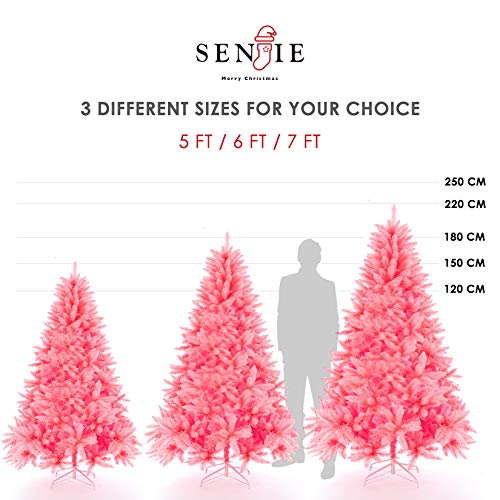 Silky Flower Store Artificial Christmas Tree, Classic Pink Xmas Pine Tree, Solid Metal Stand, Unlit, 5 FT, 6 FT, 7 FT 1 1 Product: Artificial Christmas Tree Classic Xmas Pine Tree with Solid Metal Stand 5/6/7 FT Unlit Pink