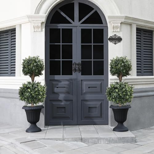 Product: BLONYUVC 3Ft-35'' Artificial Boxwood Double Ball Topiary Trees,2PACK Faux Topiaries Tree Store Garden Indoor&Outdoor for Porch Home Decor