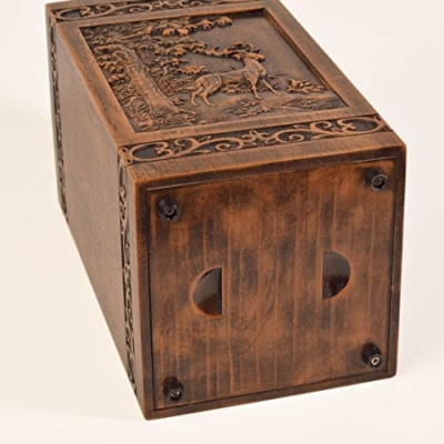 Product: KIMNAG Wooden Cremation Urn for Human Wood Ashes Decorative Box Funeral Urns for Adult Male Female with Satin Bag Burial or Memorial Keepsake (Deer(XL) 250lbs)