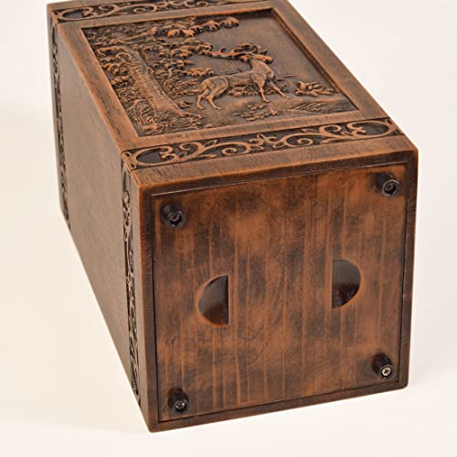 Product: KIMNAG Wooden Cremation Urn for Human Wood Ashes Decorative Box Funeral Urns for Adult Male Female with Satin Bag Burial or Memorial Keepsake (Deer(XL) 250lbs)