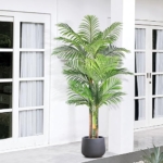 Product: 6ft Triple Golden Cane Palm Artificial Tree - UV Resistant Tropical Plant for Indoor & Outdoor Decor