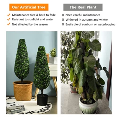 Product: Goplus 3ft Artificial Boxwood Topiary Trees - 2 Pack Faux Greenery for Indoor & Outdoor Decor