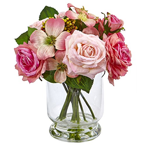 Product: Nearly Natural 10in. Rose and Berry Arrangement