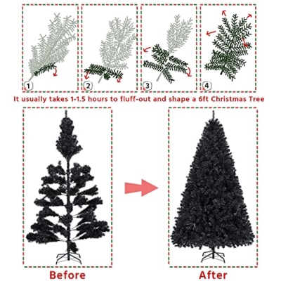 Silky Flower Store Artificial Black Christmas Tree, 6ft Holiday Decoration, Foldable Stand, 818 Tips, Indoor Outdoor Use, 6ft 15 15 Product: Topeakmart 6ft Artificial Black Christmas Tree with Foldable Stand,Xmas Tree for Holiday Decoration, Black