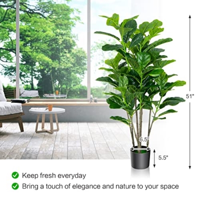 Product: Goplus 2-Pack 51'' Tall Fake Fiddle Leaf Fig Trees - Lush Artificial Greenery for Home & Office Decor