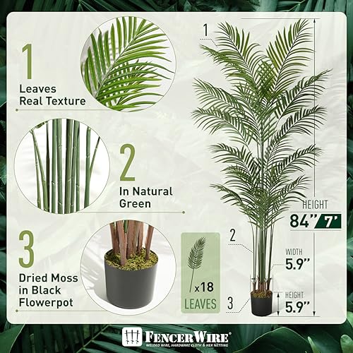 Product: Fencer Wire Artificial Palm Tree - 5/6/7 Feet Faux Dypsis Lutescens Potted Plant for Modern Home Office Decor, Perfect Housewarming Gift