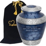 Product: MEMORIALS 4U Elite Cloud Blue and Silver Cremation Urn for Human Ashes - Handcrafted Funeral Urn - Affordable Urn for Ashes - Urn Deals (Adult)