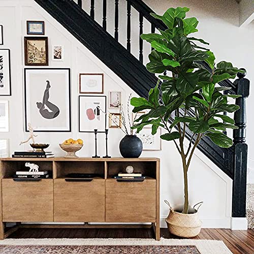 Product: VIAGDO Artificial Fiddle Leaf Fig Tree 6ft Tall 86 Decorative Faux Fiddle Leaves Fake Fig Silk Tree in Pot Artificial Tree for Home Office Living Room Bathroom Corner Decor Indoor