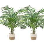 Product: Artificial Palm Silk Tree Plant 4ft Fake Tropical Bonsai Plants 48 Inch with Black Plastic Pot for Outdoor Indoor Home Office Decorations, 2 Pack