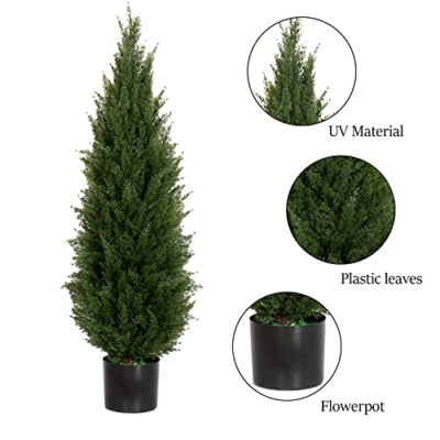 Product: 3.5ft Artificial Cedar Topiary Tree Potted Plants with UV Resistant Leaves for Home and Office Decoration-2 Piece Set