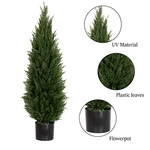 Product: 3.5ft Artificial Cedar Topiary Tree Potted Plants with UV Resistant Leaves for Home and Office Decoration-2 Piece Set