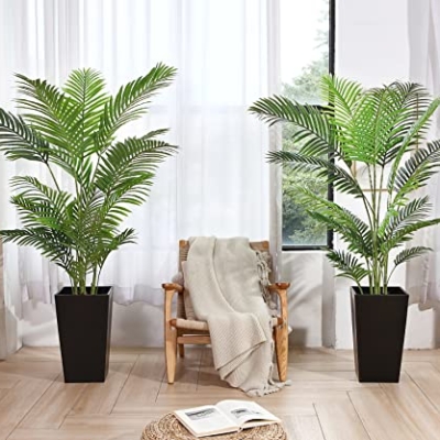 Product: Fopamtri Artificial Areca Palm Plant 5 Feet Fake Palm Tree with 17 Trunks Faux Tree for Indoor Outdoor Modern Decoration Dypsis Lutescens Plants in Pot for Home Office (Set of 2)