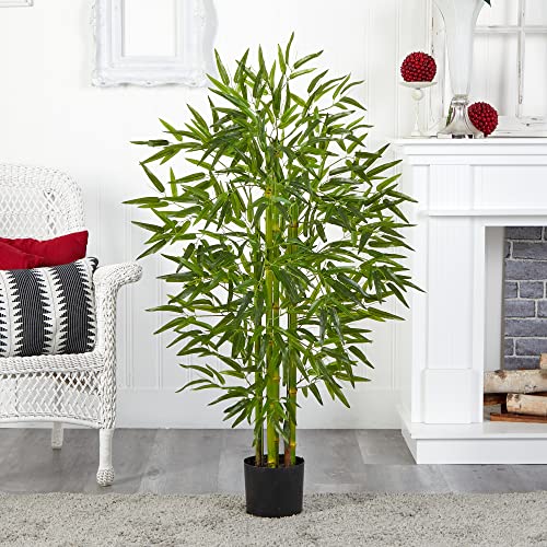 Product: Nearly Natural 4-ft Artificial Bamboo Tree, U/V Resistant for Outdoors, Fake Bamboo Plants with 4 Natural Trunks, 48-in Tall Faux Plants for Indoor/Outdoor Home Decor with 520 Realistic Fake Leaves
