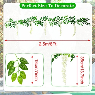 Silky Flower Store Artificial Wisteria Vine Garland, Fake Flowers Decoration, White 14ft, Wedding Ceremony Home Garden Decor, 2m 10 10 Product: MOTONG Artificial Flowers Decoration, 2 Pcs (14FT) Fake Flowers Wisteria Vines, Artificial Vine Garland Plants Arts For Ceremony Home Garden Wedding Party Decoration (4 Pcs White)