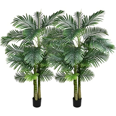 Product: 2 Pack Artificial Areca Palm Tree Plant, 6 Feet Fake Palm Tree for Indoor Outdoor Modern Decoration Faux Dypsis Lutescens Plants in Pot for Home Office Decor