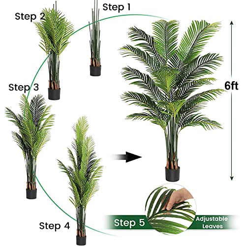 Silky Flower Store Artificial Palm Tree, 6ft Faux Indoor Plant Decor, 16 Detachable Trunks, Realistic Tropical Greenery, 6ft 2 2 Product: VIAGDO Artificial Fake Palm Tree 6ft Tall with 16 Detachable Trunks Faux Tropical Palm Silk Plant Feaux Dypsis Lutescens Plants in Pot for Home Office Living Room Floor Decor Indoor
