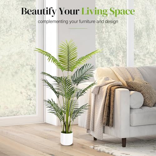 Product: Artificial Palm Tree 4FT, Suntee Fake Tree with White Tall Planter 2 Pack, Faux Tropical Areca Floor Plant in Pot, Artificial Silk Plant for Home Office Living Room Decor Indoor