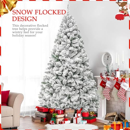 Silky Flower Store Fenbeli Flocked Christmas Tree, 6ft Artificial Snow Xmas Tree, 1000 Branch Tips, Metal Hinges, Foldable Base, 6ft 1 1 Product: Fenbeli 6ft Flocked Christmas Tree, Premium Artificial Snow Xmas Tree with 1000 Branch Tips, Metal Hinges & Foldable Base for Home, Office and Party Decoration