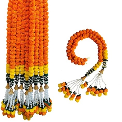 Product: S2S Artificial Marigold Flower Garland for Decoration, Orange, Pack of 2 PCS, 4 Feet Long