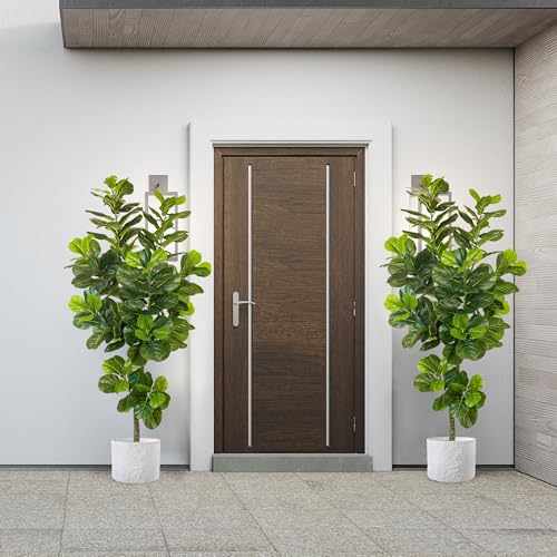 Product: KOL 6.2ft 2-Pack Artificial Fiddle Leaf Fig Trees, 74.8’’ Tall Fake Ficus Lyrata Plants, Faux Greenery for Home, Office, Living Room, Indoor & Outdoor Decoration, Housewarming Gift