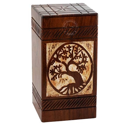 Product: Hind Handicrafts Antique Tree of Life Wooden Urns for Human Ashes Adult Large - Rosewood Cremation Urn for Ashes - Burial Urn for Columbarium - Funeral Urn Box (Rosewood, 250 Cubic Inches)