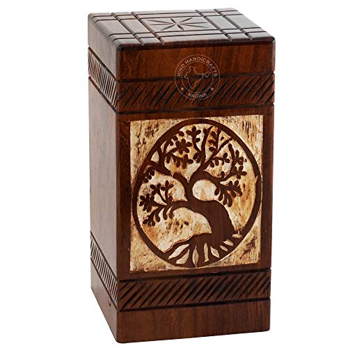 Hind Handicrafts Antique Tree of Life Wooden Urns for Human Ashes Adult Large - Rosewood Cremation Urn for Ashes - Burial Urn for Columbarium - Funeral Urn Box (Rosewood, 250 Cubic Inches) - Artificial Flower Arrangements Product: Hind Handicrafts Antique Tree of Life Wooden Urns for Human Ashes Adult Large - Rosewood Cremation Urn for Ashes - Burial Urn for Columbarium - Funeral Urn Box (Rosewood, 250 Cubic Inches)