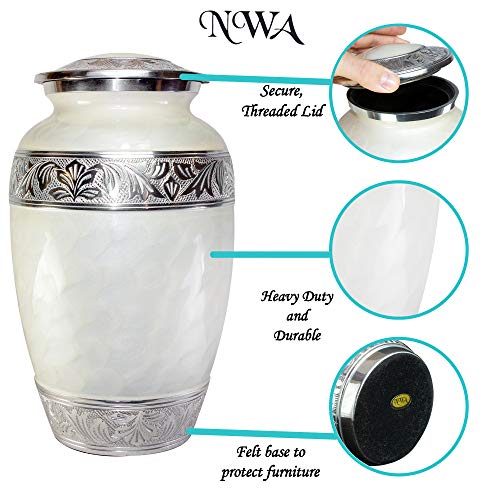 Silky Flower Store Urns for Human Ashes, Companion Funeral Cremation Urn for Two Adults, Pearl White Enamel Heart Base, 32.5cm 4 4 Product: Urns for Human Ashes, Funeral Cremation Companion Urns for Two Adults